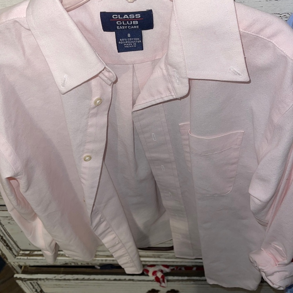 Class club easy care brand new pink button down shirt nice size 8